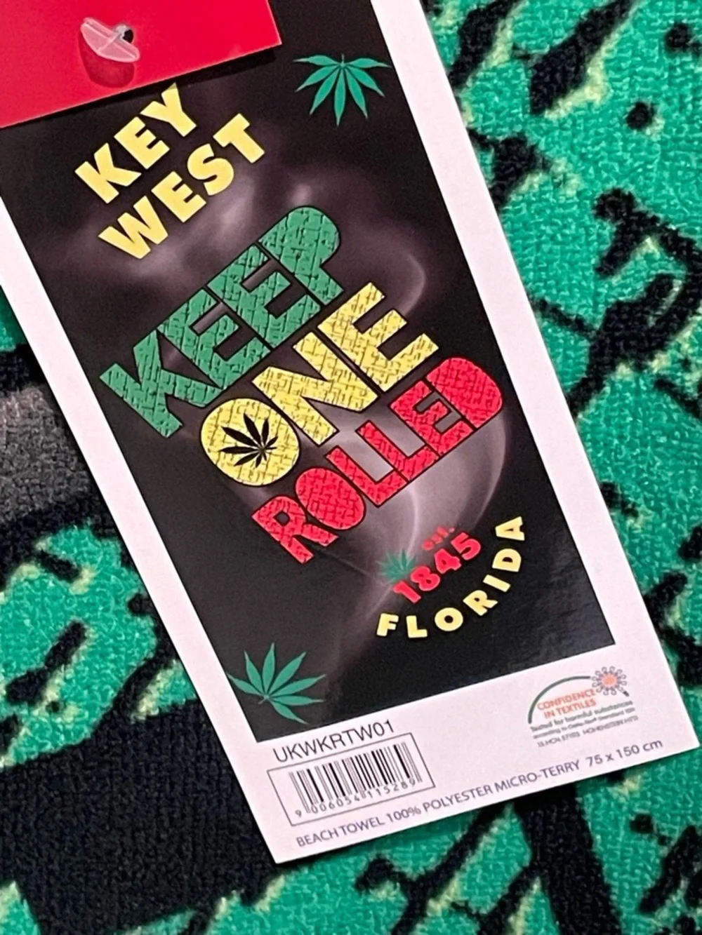 Key West Keep One Rolled Terry Beach Towel. Florida. 75 X 150 CM.